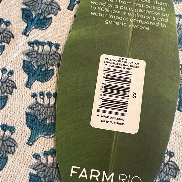 Farm Rio Palermo black cut out long sleeve maxi dress NWT XS - Picture 6 of 12